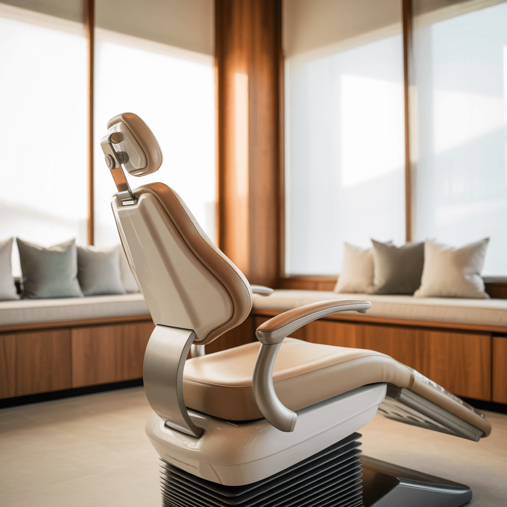 Calm Clearview Dental treatment room with natural light and warm finishes